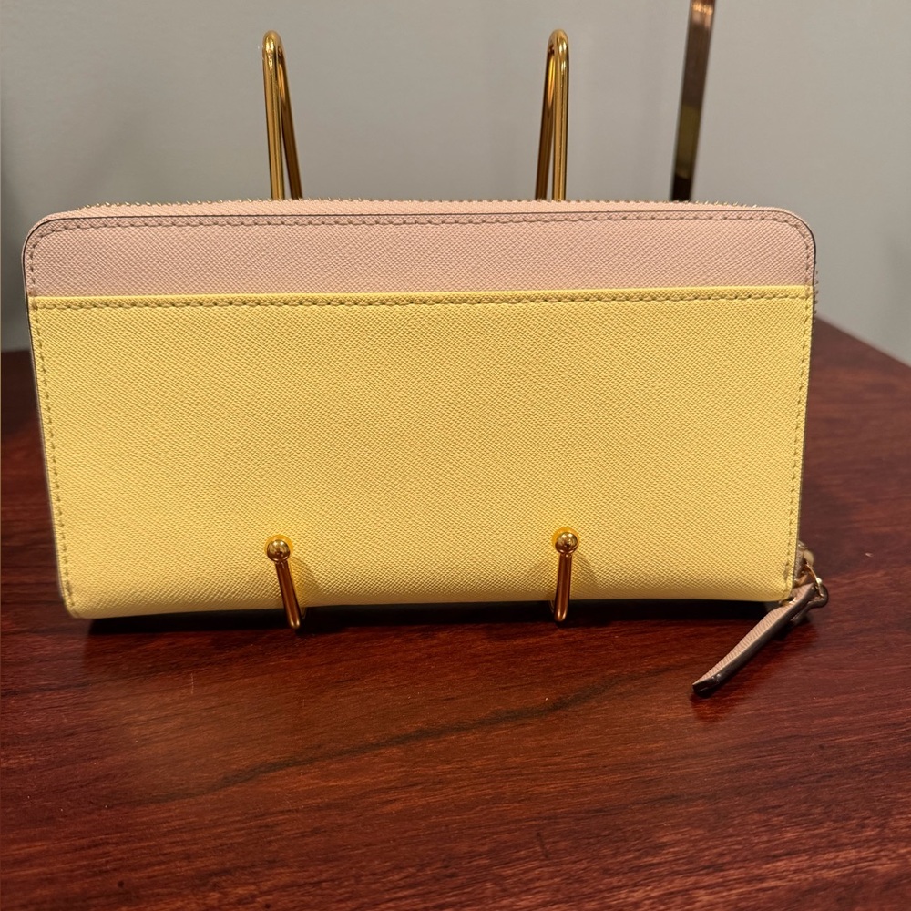 Kate Spade Color block Yellow and Tan Zip Around Wallet - Picture 5 of 10